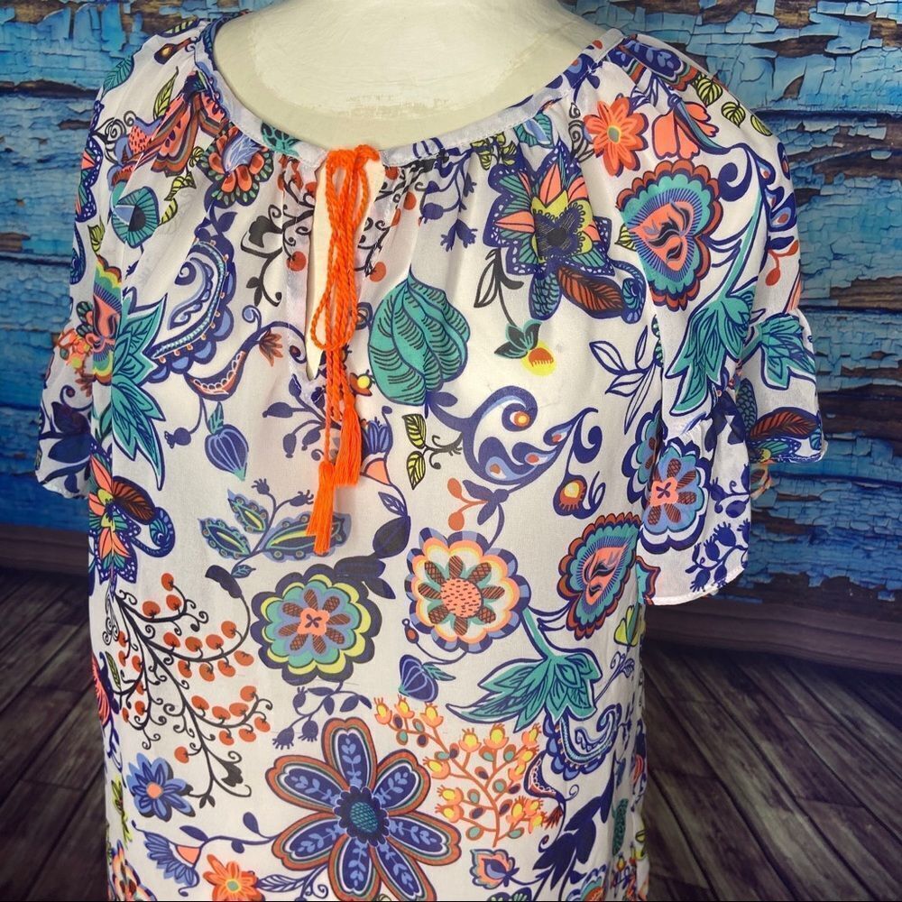 Milly Design Nation XS floral sheer top - Picture 3 of 9